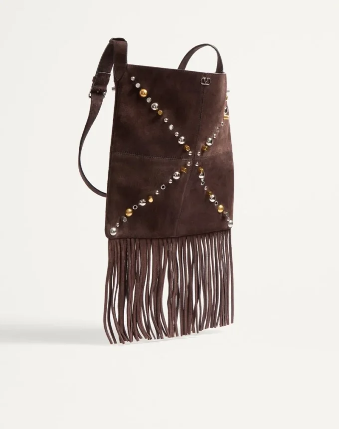 Bolso de hombro de ante con flecos Nellcôte de Valentino Garavani Bolso de hombro de ante con flecos Nellcôte de Valentino Garavani