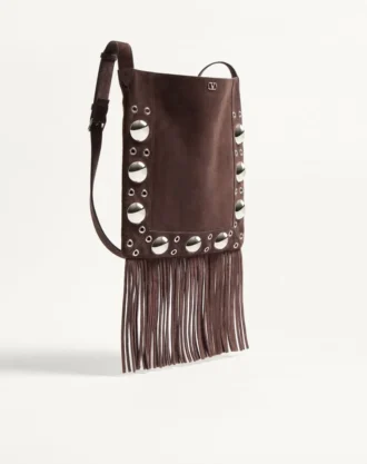 Bolso de hombro de ante con flecos Nellcôte de Valentino Garavani