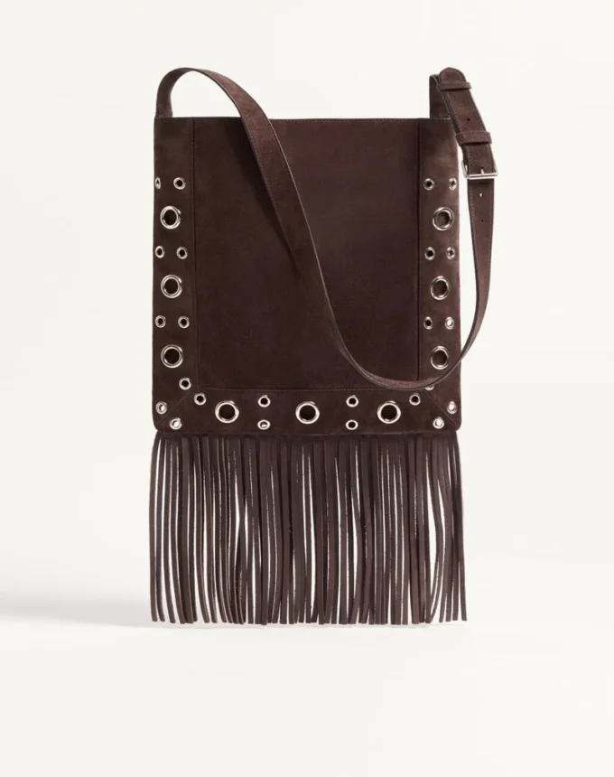 Bolso de hombro de ante con flecos Nellcôte de Valentino Garavani Bolso de hombro de ante con flecos Nellcôte de Valentino Garavani