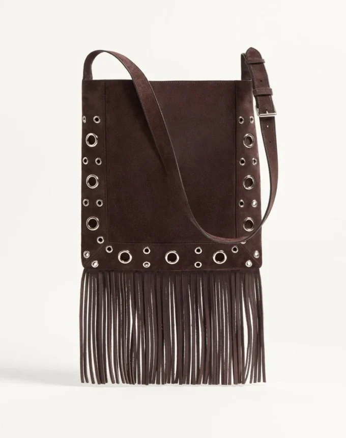 Bolso de hombro de ante con flecos Nellcôte de Valentino Garavani Bolso de hombro de ante con flecos Nellcôte de Valentino Garavani
