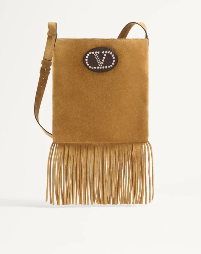 Bolso de hombro de ante con flecos Nellcôte de Valentino Garavani Bolso de hombro de ante con flecos Nellcôte de Valentino Garavani