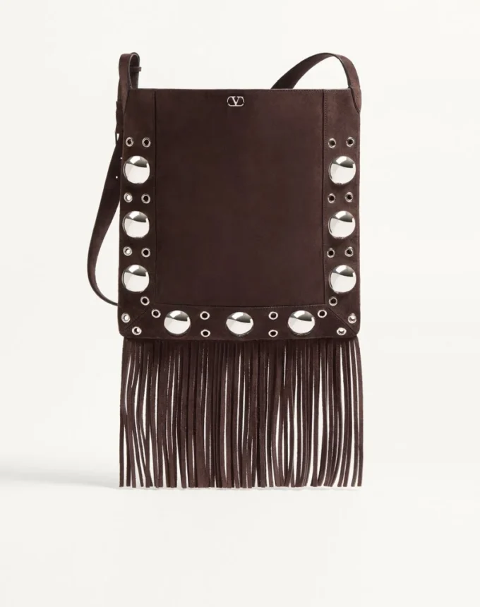 Bolso de hombro de ante con flecos Nellcôte de Valentino Garavani Bolso de hombro de ante con flecos Nellcôte de Valentino Garavani