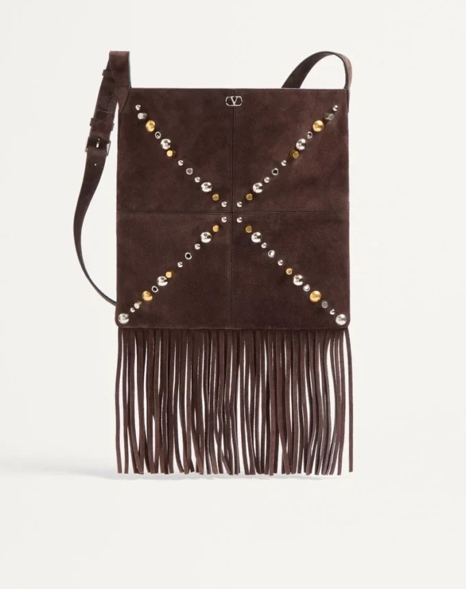 Bolso de hombro de ante con flecos Nellcôte de Valentino Garavani Bolso de hombro de ante con flecos Nellcôte de Valentino Garavani