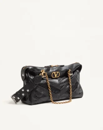 Bolso de hombro Panthea de Valentino Garavani en piel napa con estampado chevron