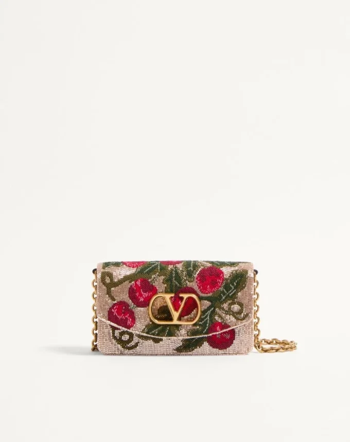 Bolso de mano con bordado Valentino Garavani Vain y estampado Cherryfic Bolso de mano con bordado Valentino Garavani Vain y estampado Cherryfic
