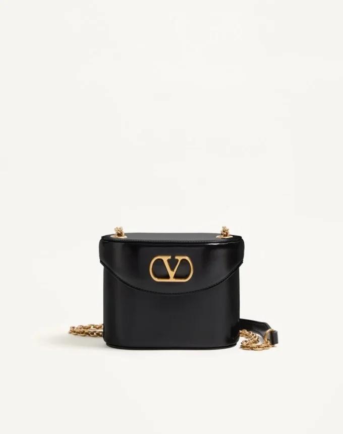 Bolso de tocador Valentino Garavani Vain en piel de becerro brillante Bolso de tocador Valentino Garavani Vain en piel de becerro brillante