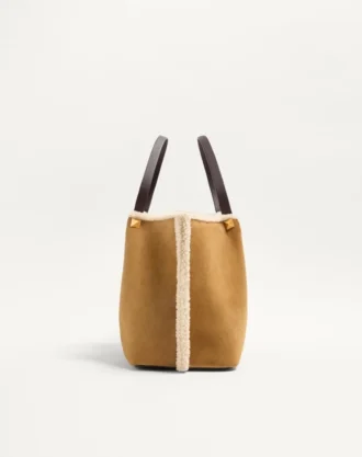 Bolso mediano de ante Valentino Garavani con forro de piel de oveja