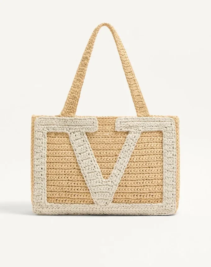 Bolso mediano de compras Valentino Garavani Viva Superstar en rafia