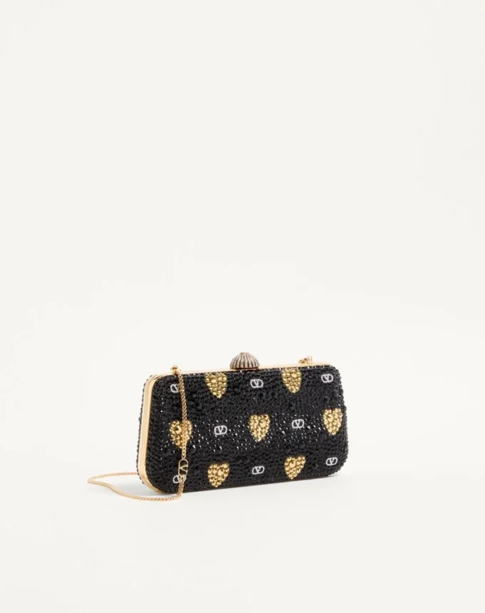 Bolso minaudière Carry Secrets con motivo Cour de Cœur de pedrería