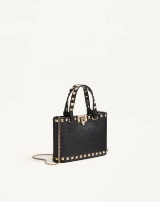Bolso mini shopping Rockstud en piel de becerro granulada