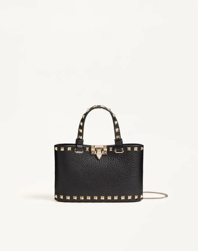 Bolso mini shopping Rockstud en piel de becerro granulada Bolso mini shopping Rockstud en piel de becerro granulada