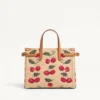 Bolso pequeño Antibes de Valentino Garavani en rafia jacquard con estampado Cherryfic Bolso pequeño Antibes de Valentino Garavani en rafia jacquard con estampado Cherryfic