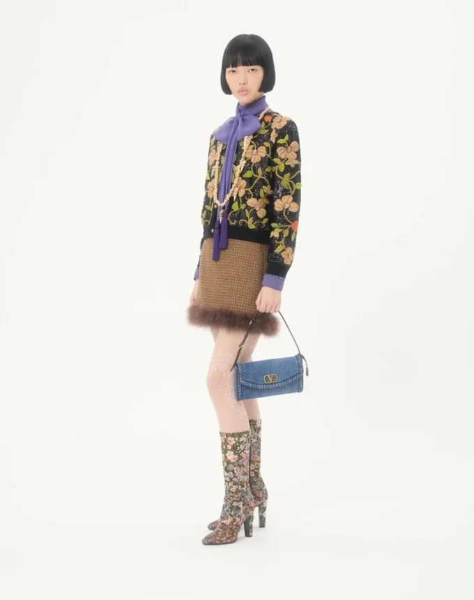 Bolso pequeño de denim Valentino Garavani DeVain