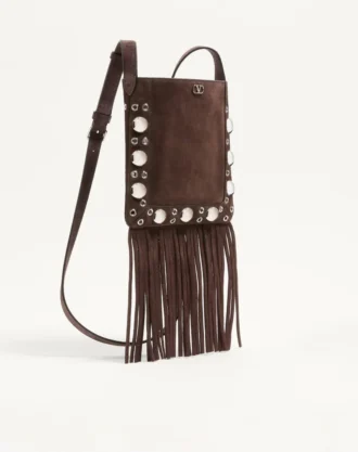 Bolso pequeño de hombro Nellcôte de Valentino Garavani en ante con flecos