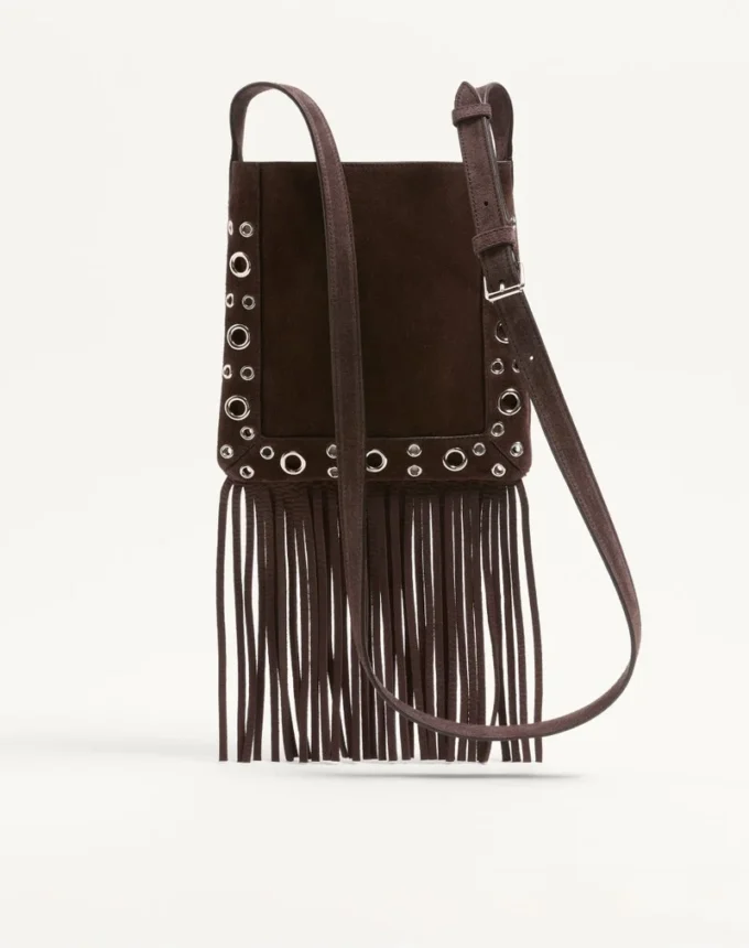 Bolso pequeño de hombro Nellcôte de Valentino Garavani en ante con flecos Bolso pequeño de hombro Nellcôte de Valentino Garavani en ante con flecos