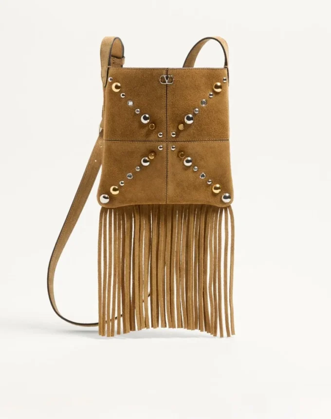 Bolso pequeño de hombro Nellcôte de Valentino Garavani en ante con flecos Bolso pequeño de hombro Nellcôte de Valentino Garavani en ante con flecos
