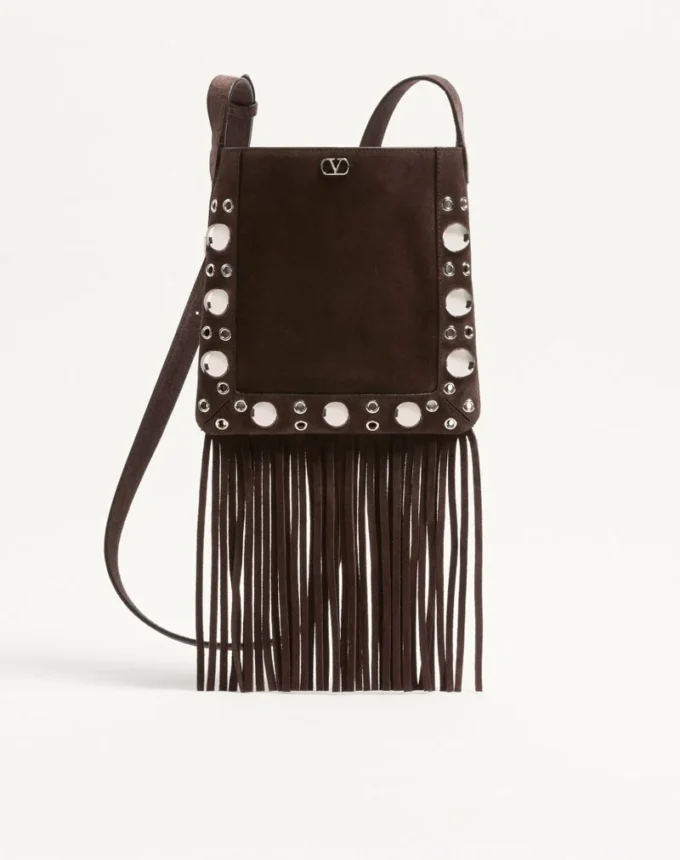 Bolso pequeño de hombro Nellcôte de Valentino Garavani en ante con flecos Bolso pequeño de hombro Nellcôte de Valentino Garavani en ante con flecos