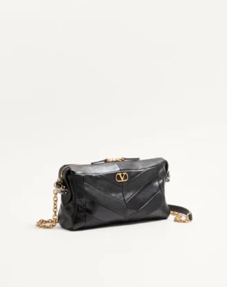 Bolso pequeño de hombro Panthea de Valentino Garavani en piel napa con estampado Chevron