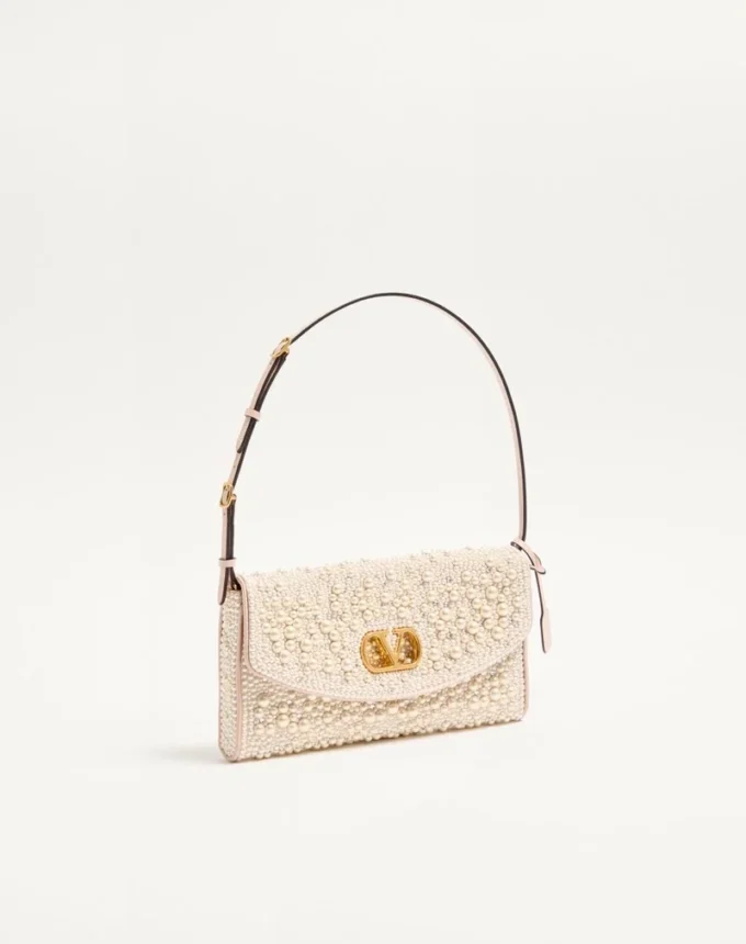 Bolso pequeño de hombro Valentino Garavani DeVain con perlas y pedrería