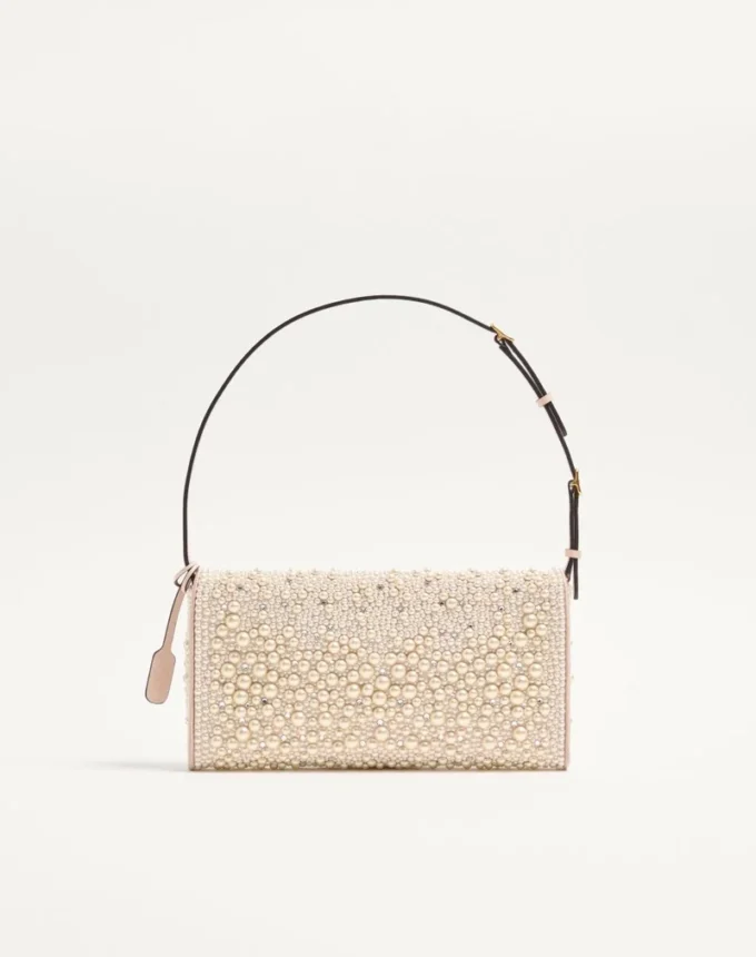 Bolso pequeño de hombro Valentino Garavani DeVain con perlas y pedrería