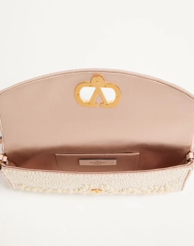 Bolso pequeño de hombro Valentino Garavani DeVain con perlas y pedrería