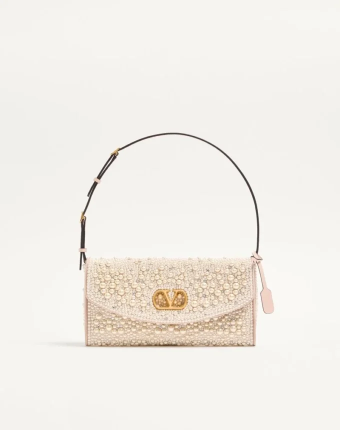Bolso pequeño de hombro Valentino Garavani DeVain con perlas y pedrería