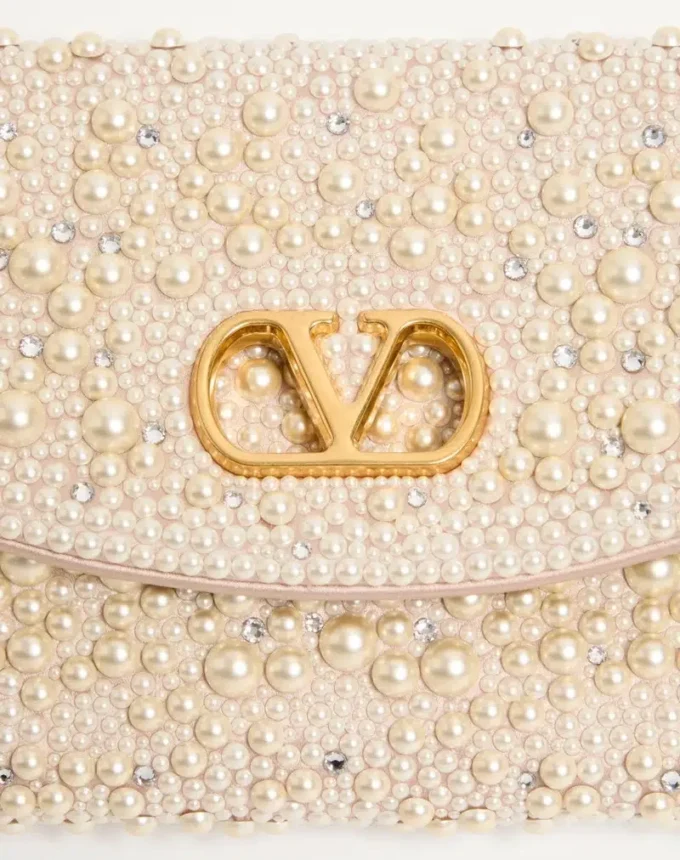 Bolso pequeño de hombro Valentino Garavani DeVain con perlas y pedrería