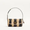 Bolso pequeño de hombro Valentino Garavani DeVain en rafia con estampado de ondas