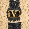 Bolso pequeño de hombro Valentino Garavani DeVain en rafia con estampado de ondas