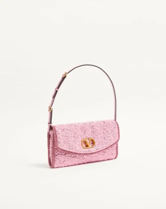 Bolso pequeño de hombro Valentino Garavani DeVain en tejido jacquard cloqué.