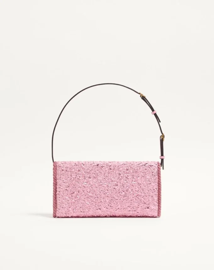 Bolso pequeño de hombro Valentino Garavani DeVain en tejido jacquard cloqué. Bolso pequeño de hombro Valentino Garavani DeVain en tejido jacquard cloqué.