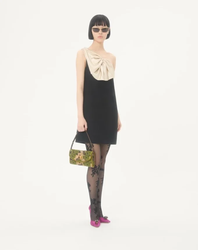Bolso pequeño de hombro Valentino Garavani DeVain en tejido jacquard lurex