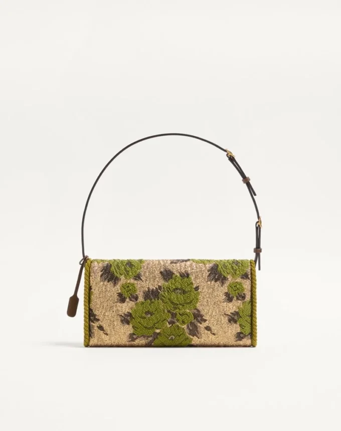 Bolso pequeño de hombro Valentino Garavani DeVain en tejido jacquard lurex