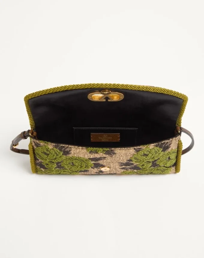 Bolso pequeño de hombro Valentino Garavani DeVain en tejido jacquard lurex