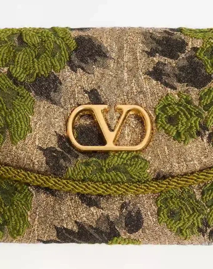 Bolso pequeño de hombro Valentino Garavani DeVain en tejido jacquard lurex