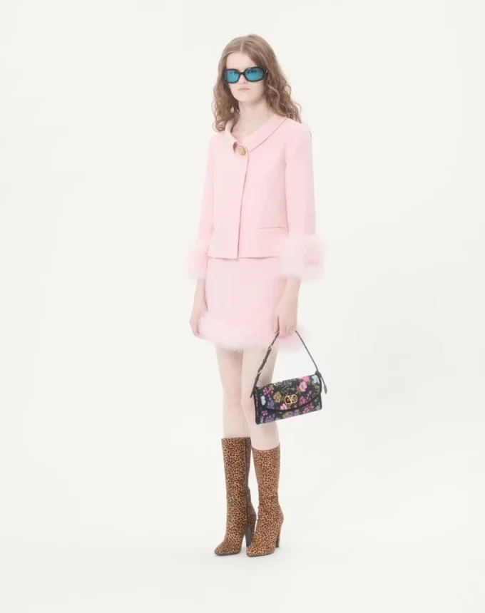 Bolso pequeño de hombro Valentino Garavani DeVain en tejido moiré Papier Floral