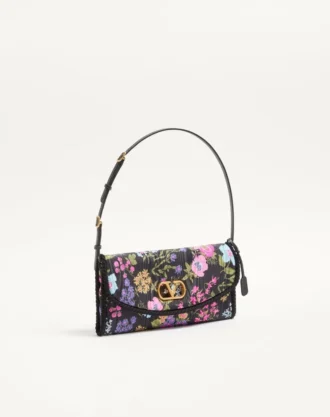 Bolso pequeño de hombro Valentino Garavani DeVain en tejido moiré Papier Floral