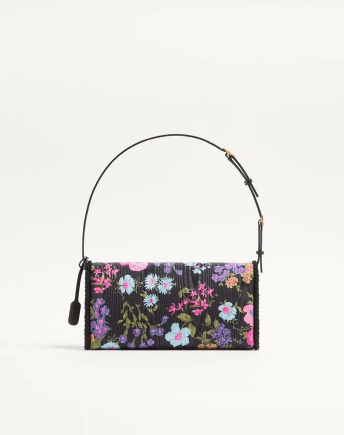 Bolso pequeño de hombro Valentino Garavani DeVain en tejido moiré Papier Floral