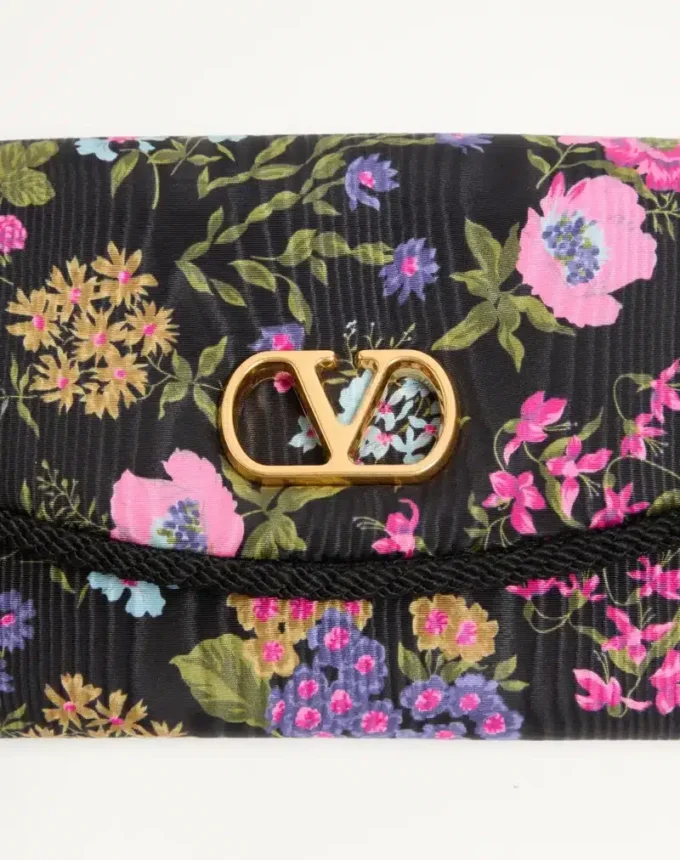 Bolso pequeño de hombro Valentino Garavani DeVain en tejido moiré Papier Floral
