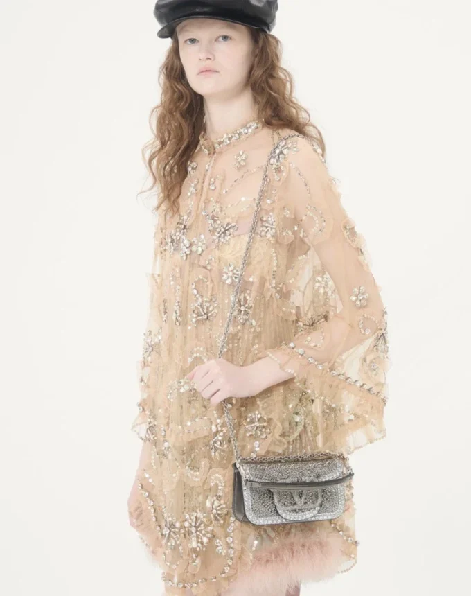 Bolso pequeño de hombro Valentino Garavani Locò con pedrería Bolso pequeño de hombro Valentino Garavani Locò con pedrería