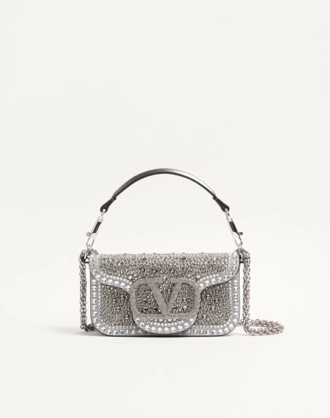 Bolso pequeño de hombro Valentino Garavani Locò con pedrería Bolso pequeño de hombro Valentino Garavani Locò con pedrería