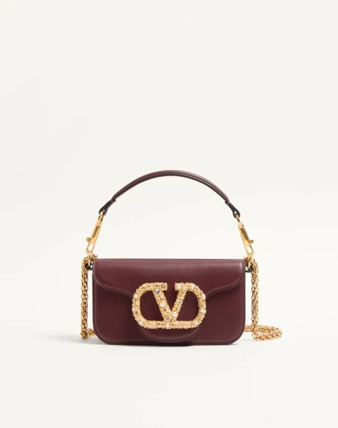 Bolso pequeño de hombro Valentino Garavani Locò en piel de becerro con logotipo Jewel
