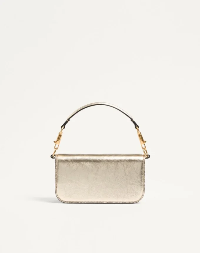 Bolso pequeño de hombro Valentino Garavani Locò en piel de becerro metalizada