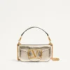 Bolso pequeño de hombro Valentino Garavani Locò en piel de becerro metalizada