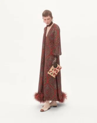 Bolso Vlogo Signature en rafia jacquard con estampado Cherryfic
