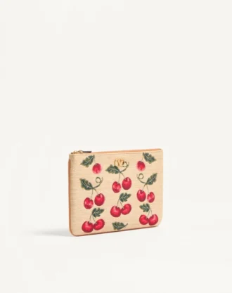 Bolso Vlogo Signature en rafia jacquard con estampado Cherryfic