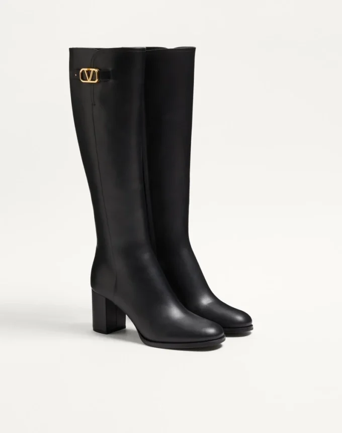Bota de piel de becerro con logotipo VLogo 70 mm