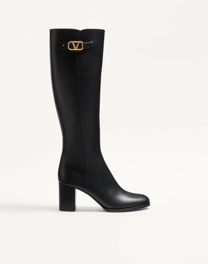 Bota de piel de becerro con logotipo VLogo 70 mm