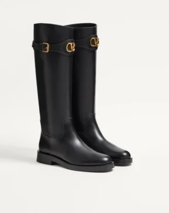 Bota de piel de becerro con logotipo VLogo de 30 mm