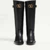 Bota de piel de becerro con logotipo VLogo de 30 mm